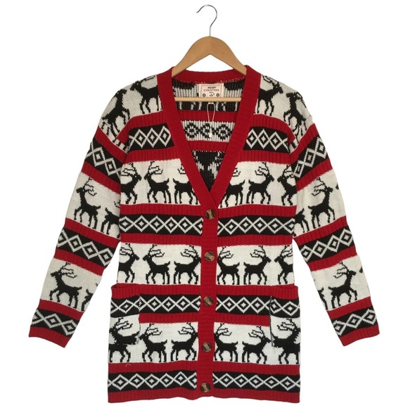 Merry Christmas Womens Size Small Cardigan Knit Sweater Holiday Long Sleeve Red - Picture 2 of 14